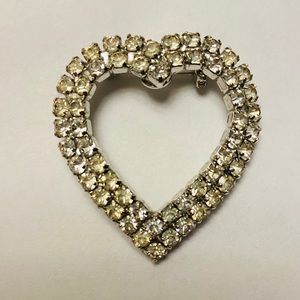Vintage Heart Rhinestone Pin